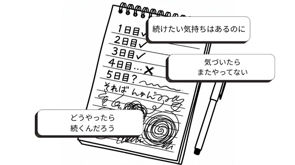 続けたい気持ちはあるのに、気づいたらまたやってない